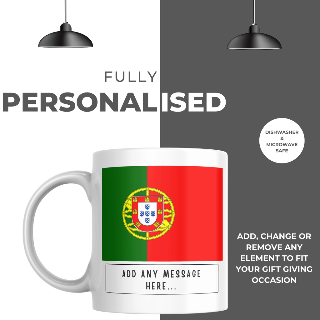 Personalised Portugal flag mug – personalisation and care information