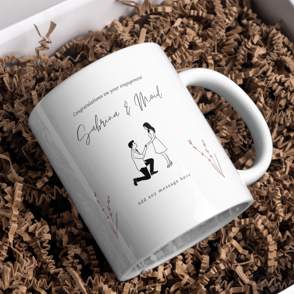 Proposal Illustration Engagement Mug – gift presentation on paper packing