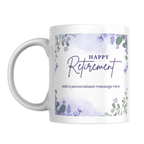 Purple Floral Happy Retirement Mug – front view