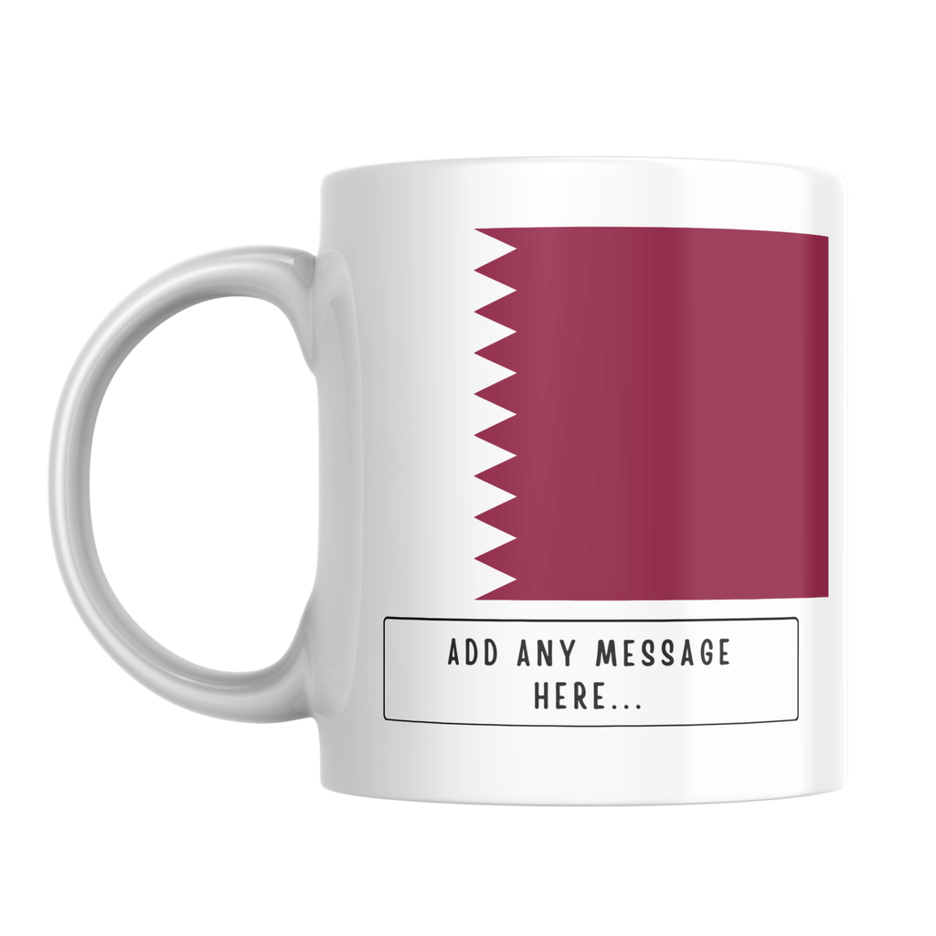 Personalised Qatar flag mug – front view