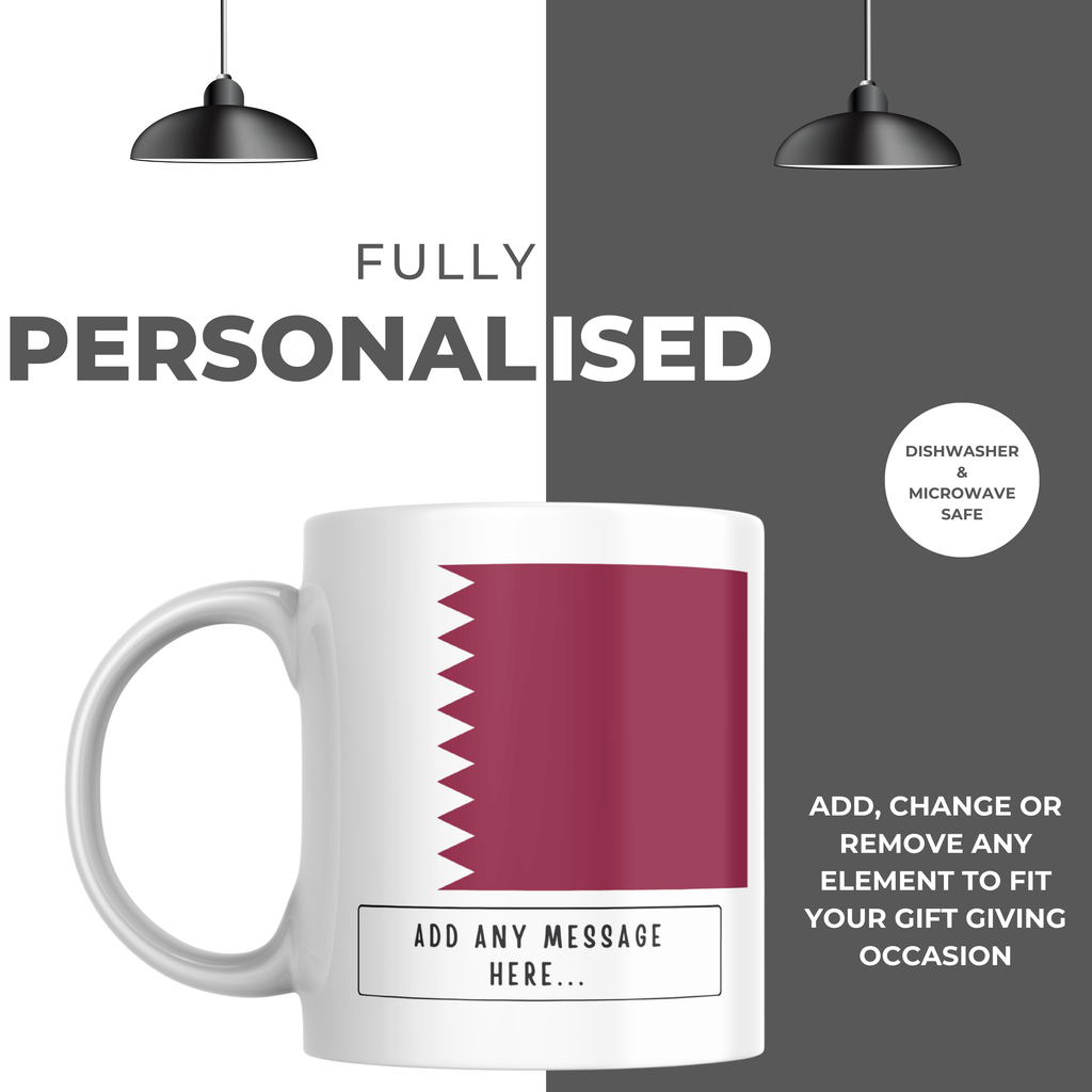 Personalised Qatar flag mug – personalisation and care information