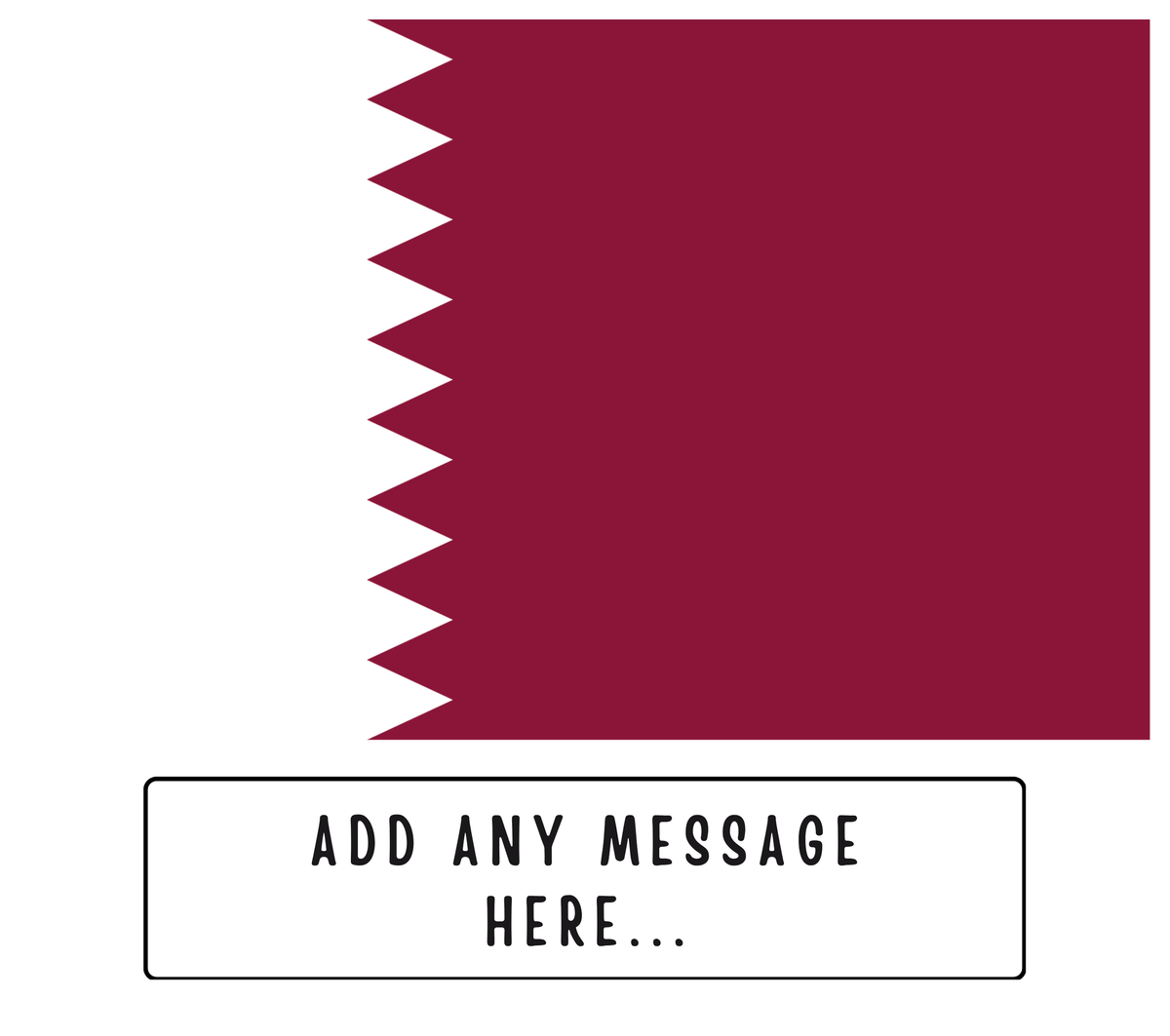 Personalised Qatar flag mug – flat source artwork with space for a personalised message