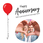 Red Balloon Photo Anniversary Mug – flat artwork with example photos