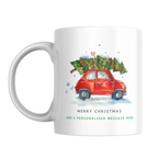 Red Car with Christmas Tree Mug – front view