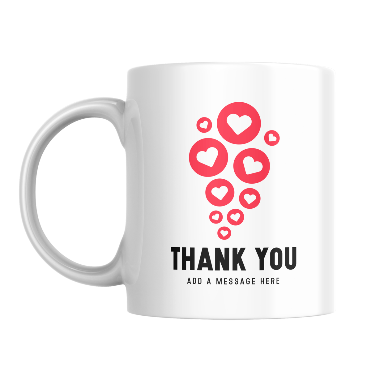 Red Hearts Thank You Mug – front view