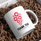 Red Hearts Thank You Mug – gift presentation on paper packing