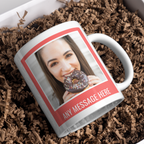 Red Photo Frame Mug – gift presentation with example photos