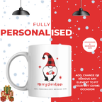 Red Plaid Hat Christmas Gnome Mug – personalisation information