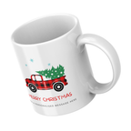 Red Plaid Truck Christmas Mug – angled view