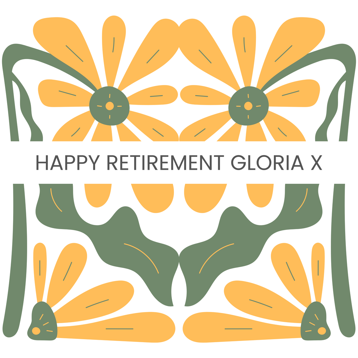 Retro Yellow Flowers Retirement Mug – original flat artwork