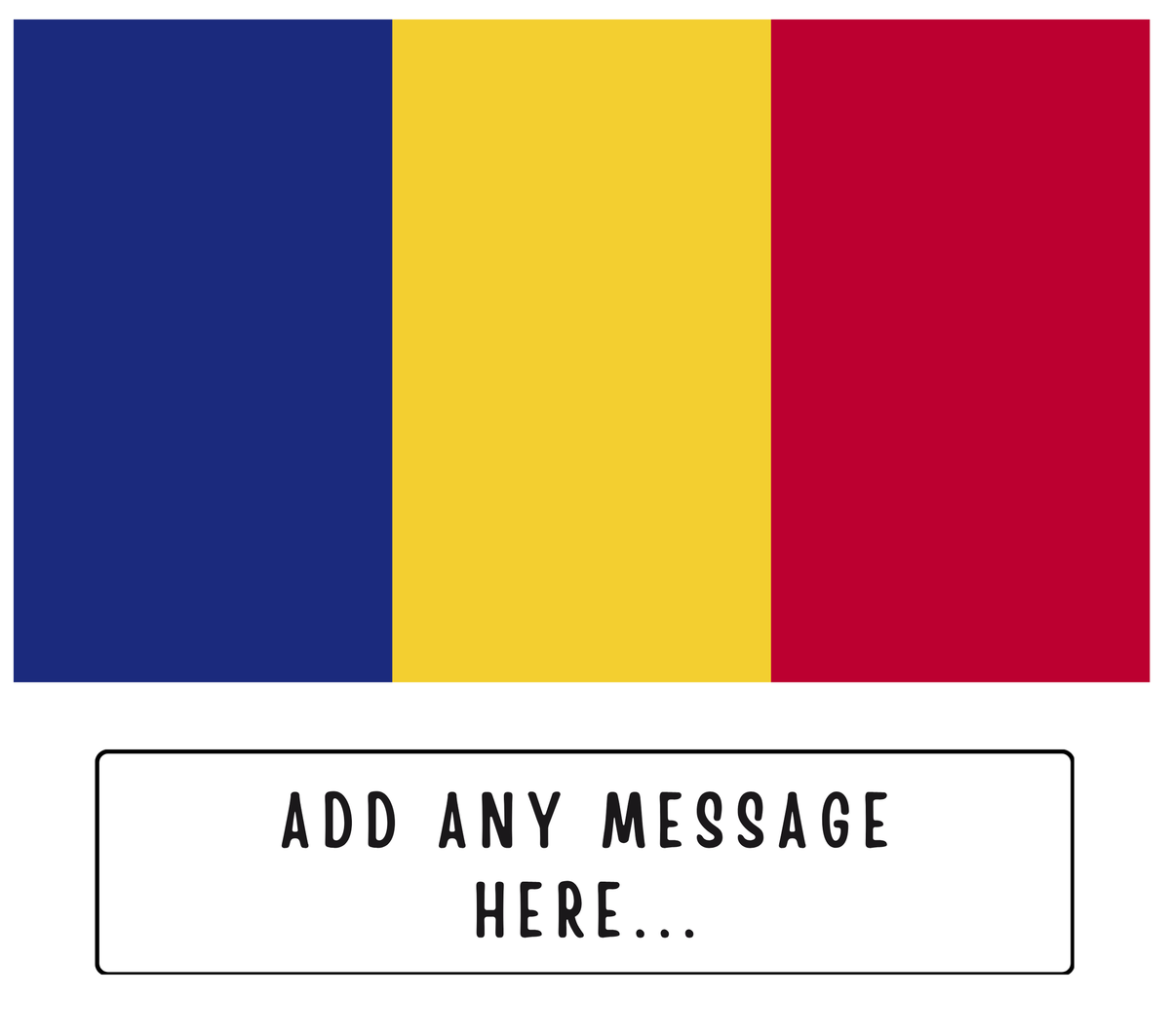 Personalised Romania flag mug – flat source artwork with space for a personalised message
