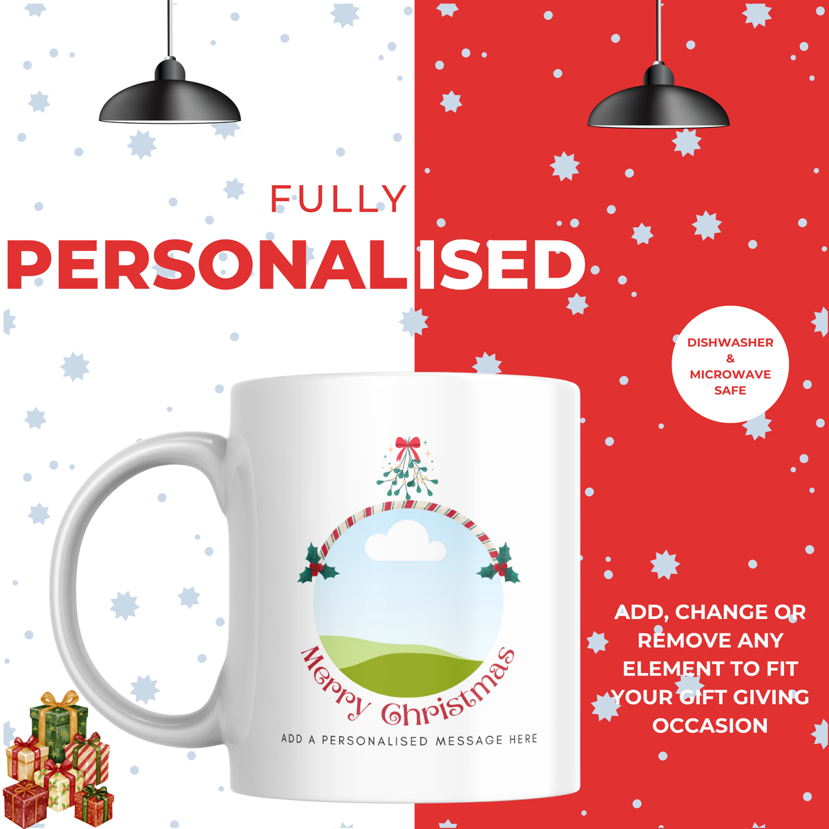 Round Photo Frame Christmas Mug – personalisation information