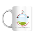 Round Photo Frame Christmas Mug – front view with photo placeholder