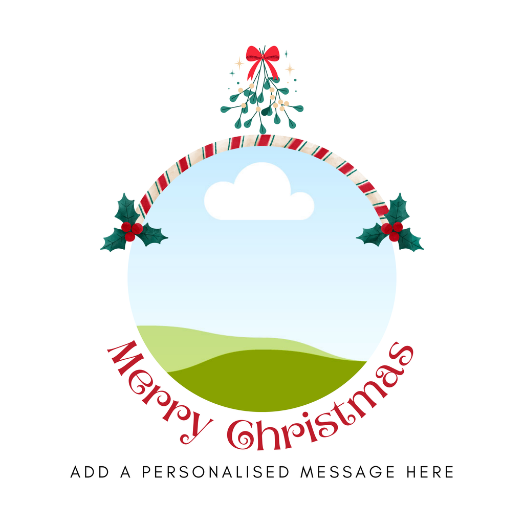 Round Photo Frame Christmas Mug – flat artwork with photo placeholder