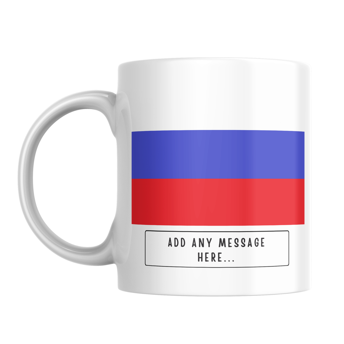 Personalised Russia flag mug – front view