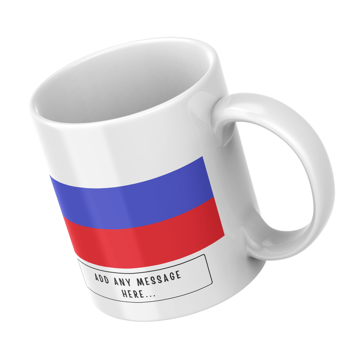 Personalised Russia flag mug – angled view