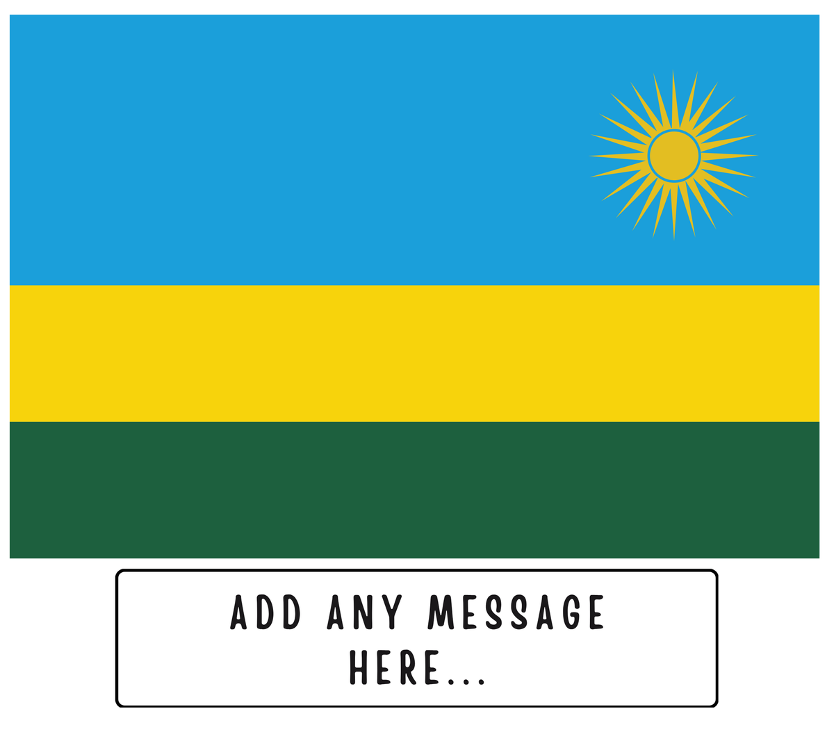 Personalised Rwanda flag mug – flat source artwork with space for a personalised message