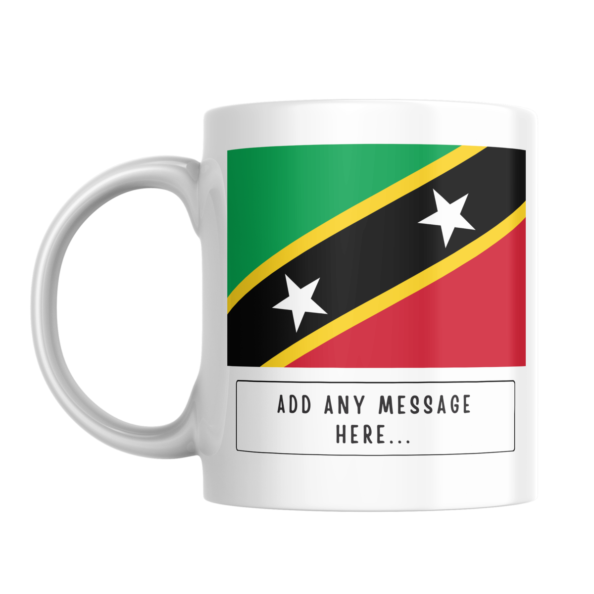 Personalised Saint Kitts and Nevis flag mug – front view