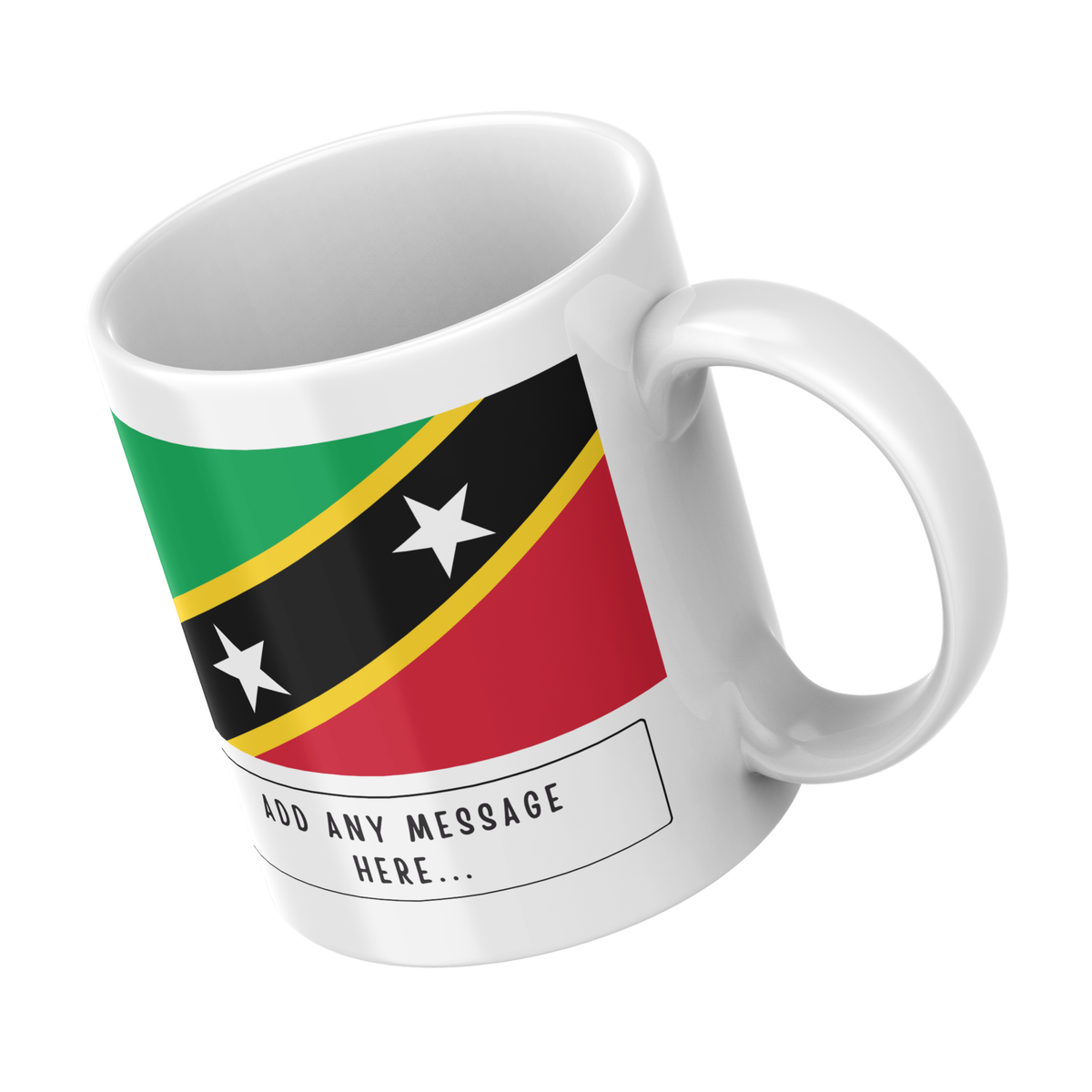Personalised Saint Kitts and Nevis flag mug – angled view