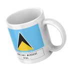 Personalised Saint Lucia flag mug – angled view