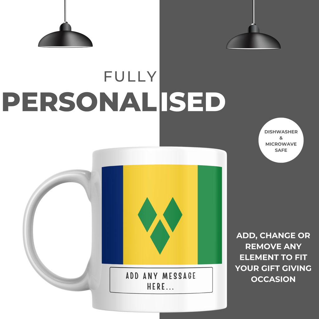 Personalised Saint Vincent and the Grenadines flag mug – personalisation and care information