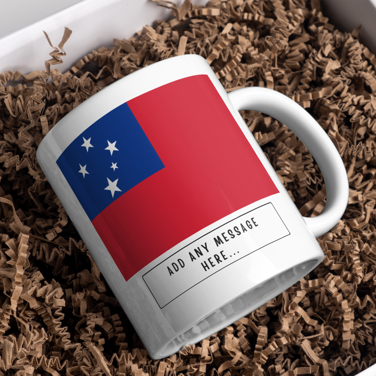 Personalised Samoa flag mug – gift presentation on paper packing