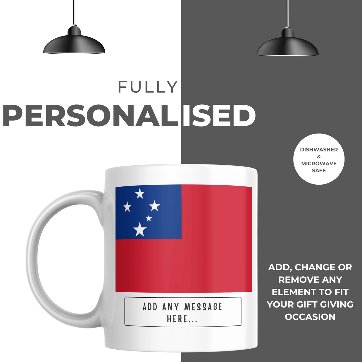 Personalised Samoa flag mug – personalisation and care information