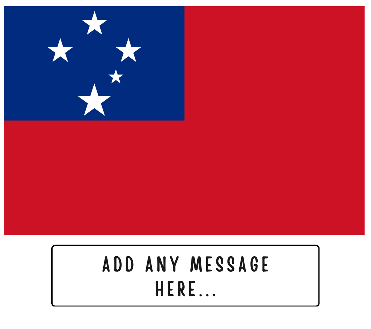 Personalised Samoa flag mug – flat source artwork with space for a personalised message