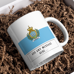 Personalised San Marino flag mug – gift presentation on paper packing