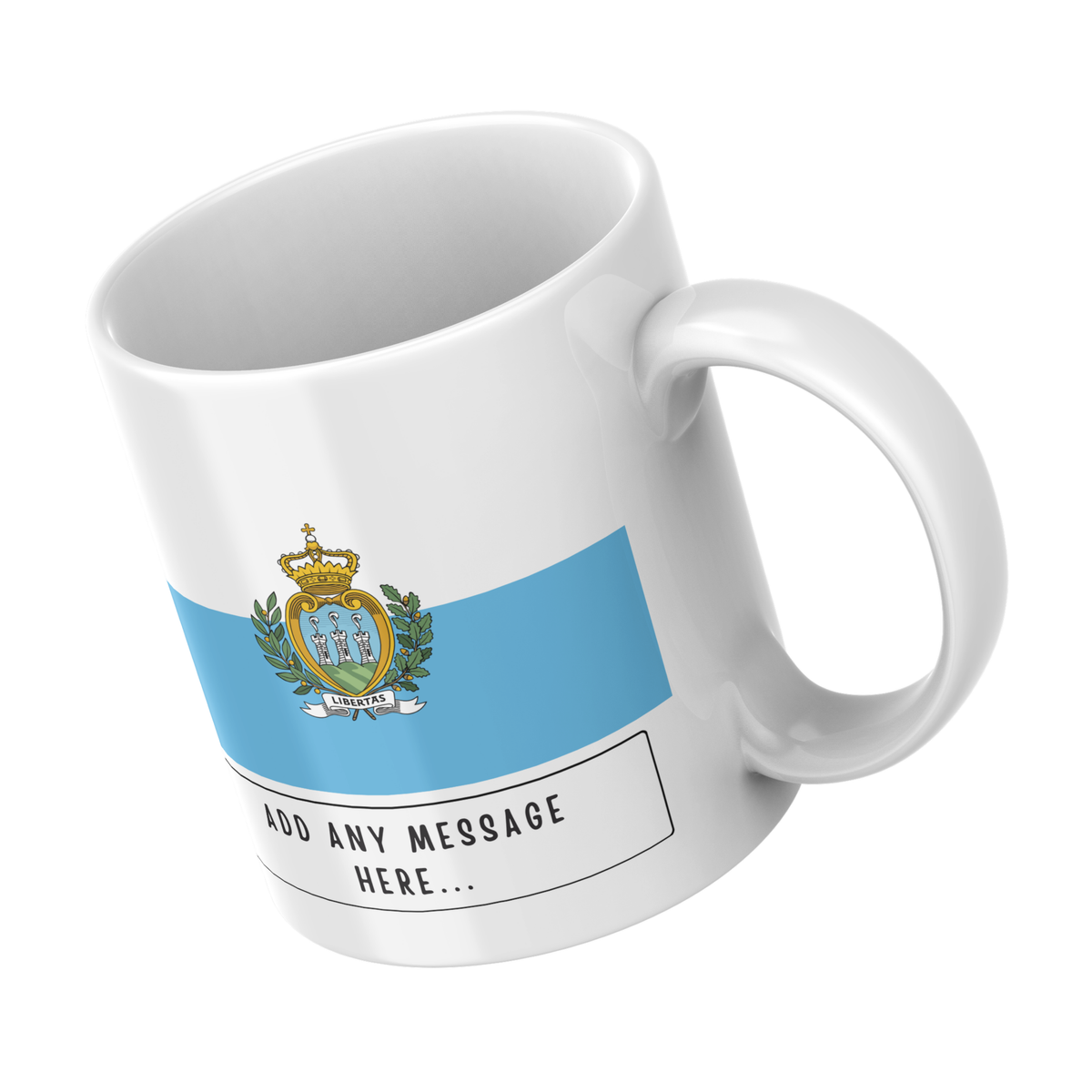 Personalised San Marino flag mug – angled view