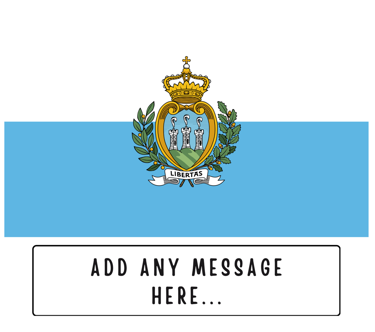 Personalised San Marino flag mug – flat source artwork with space for a personalised message