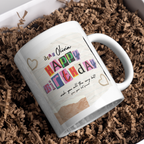 Scrapbook Birthday Mug – gift presentation on paper packing