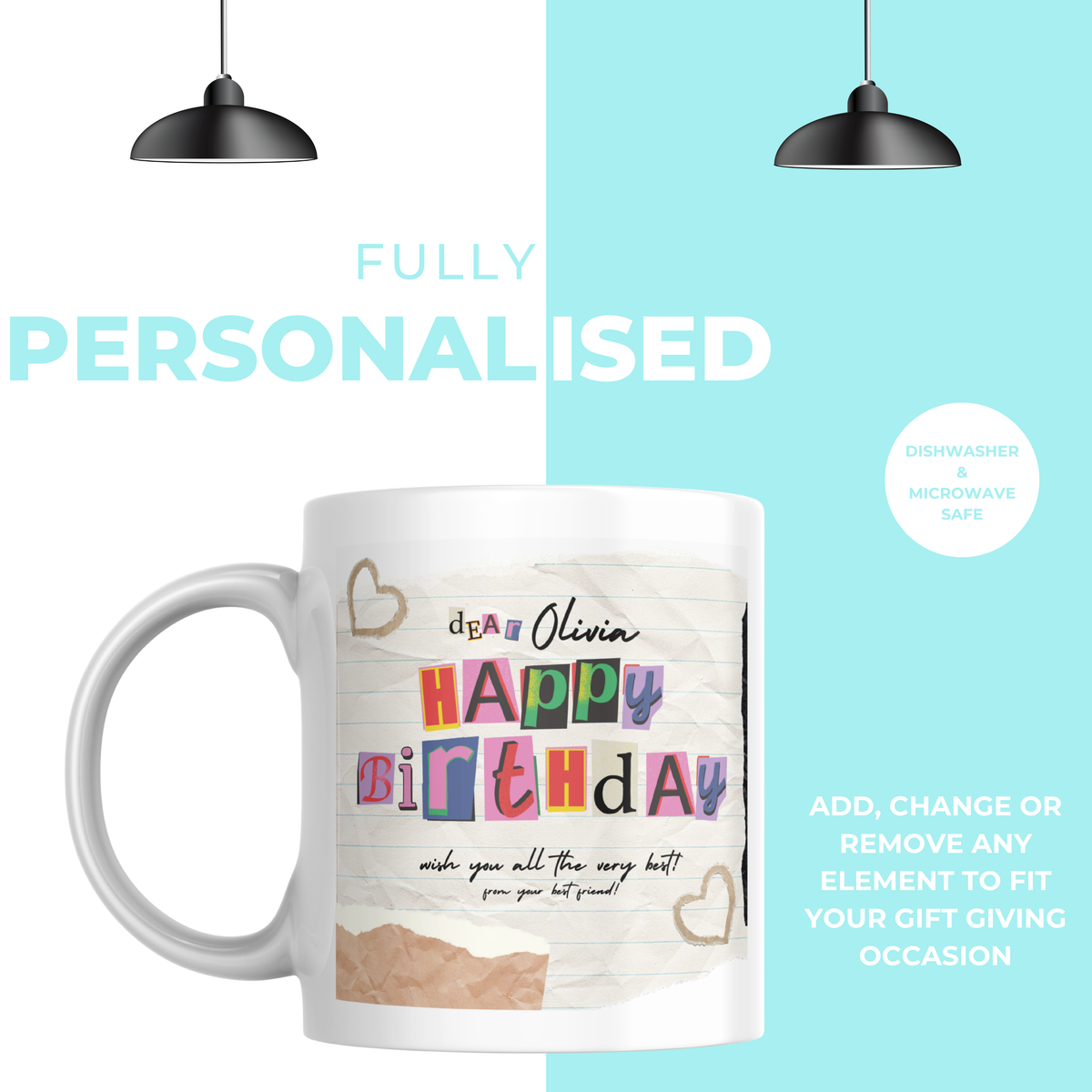 Scrapbook Birthday Mug – personalisation information
