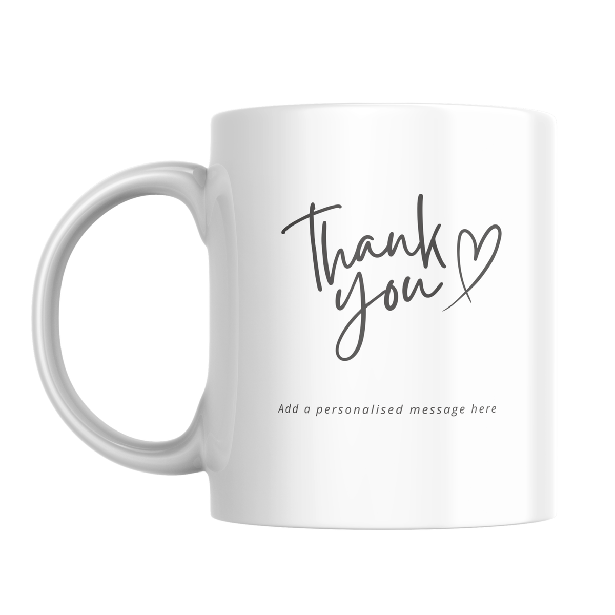 Script Heart Thank You Mug – front view