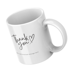 Script Heart Thank You Mug – angled view