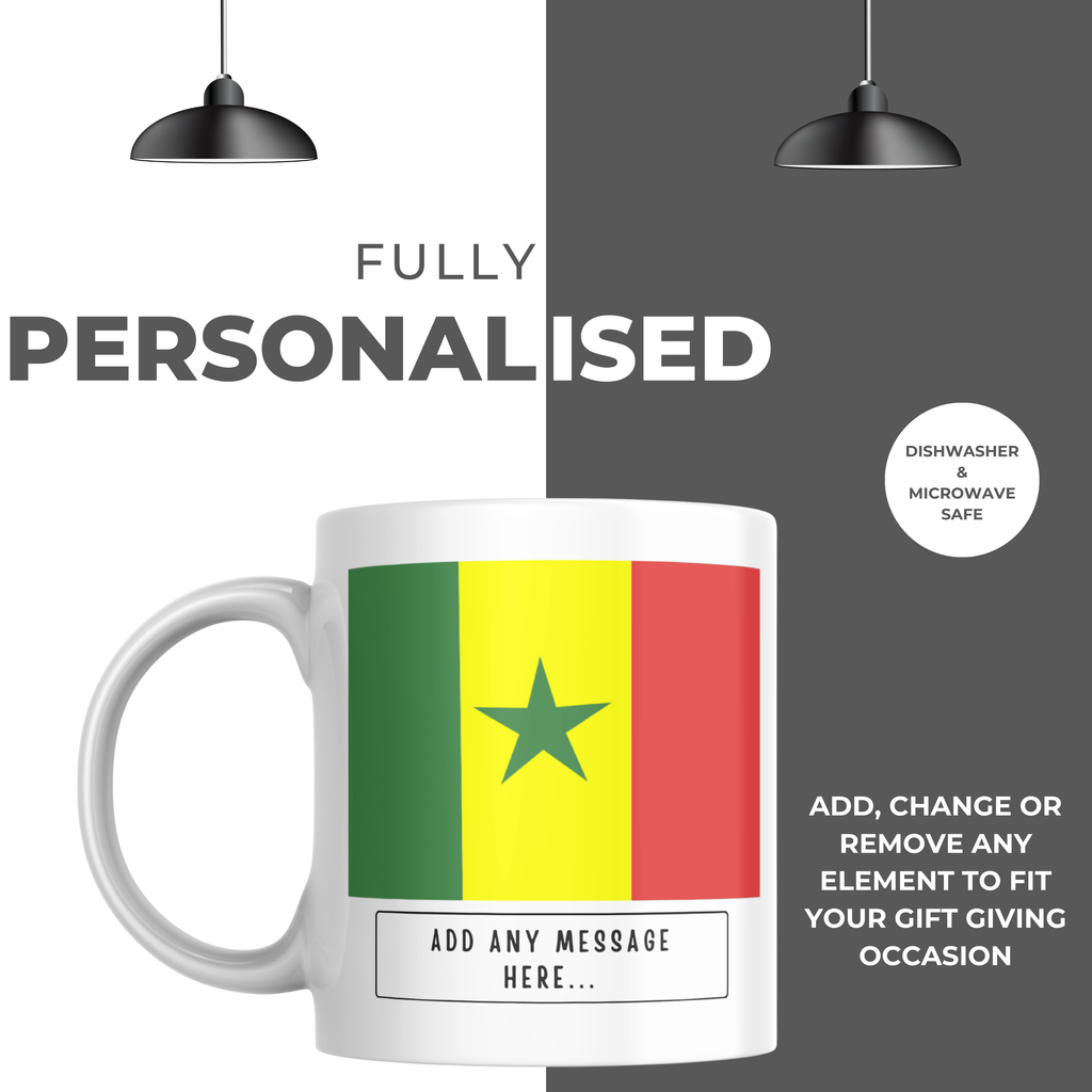 Personalised Senegal flag mug – personalisation and care information