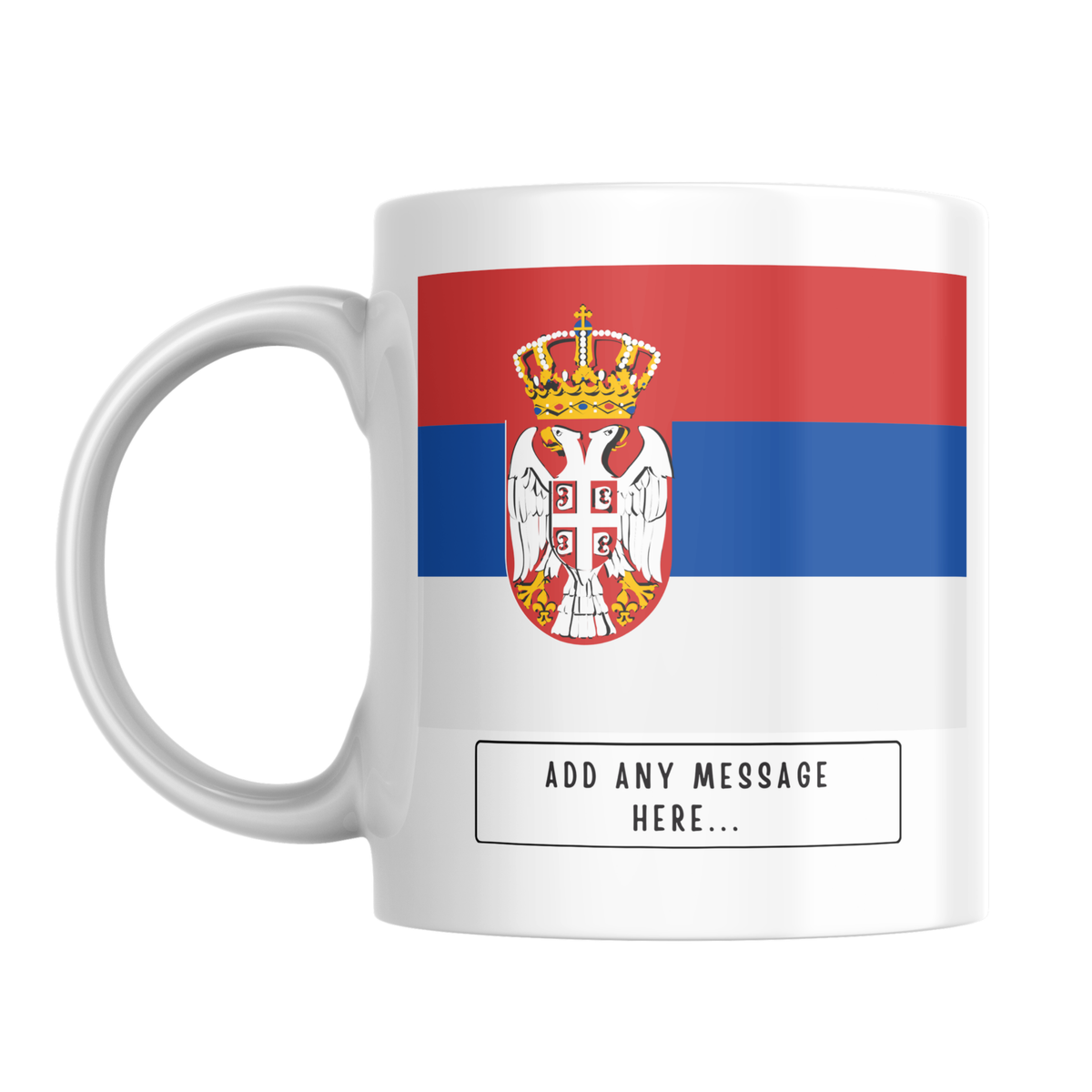 Personalised Serbia flag mug – front view