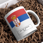 Personalised Serbia flag mug – gift presentation on paper packing