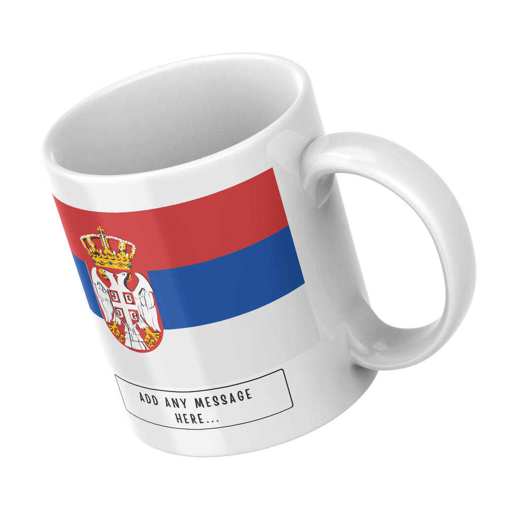 Personalised Serbia flag mug – angled view