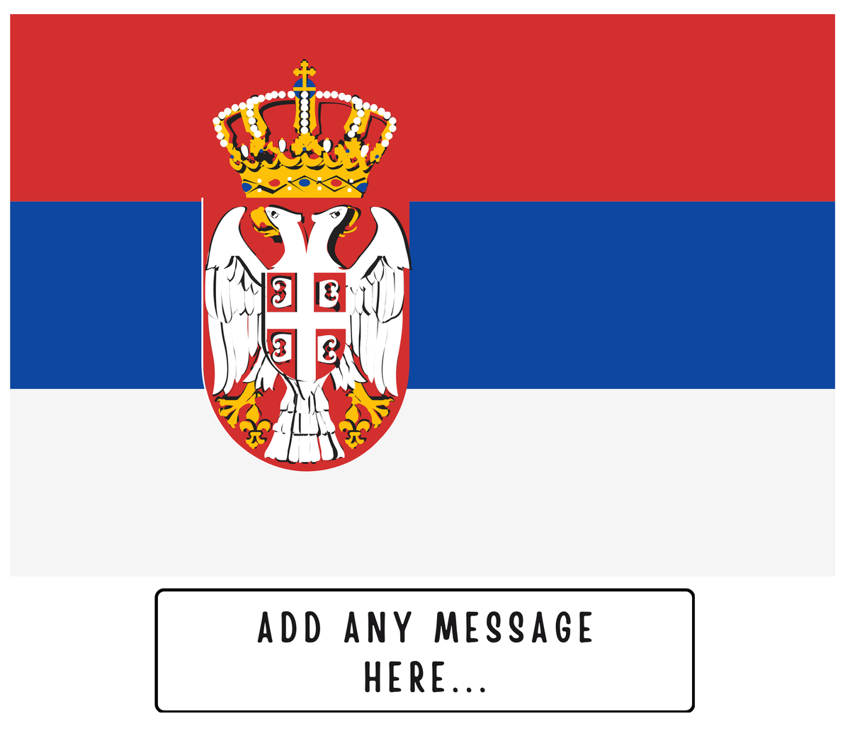 Personalised Serbia flag mug – flat source artwork with space for a personalised message