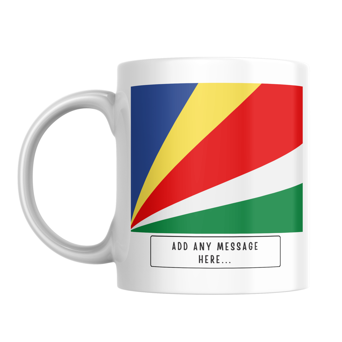 Personalised Seychelles flag mug – front view
