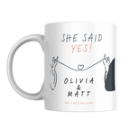 She Said Yes Pinky Promise Engagement Mug – front view