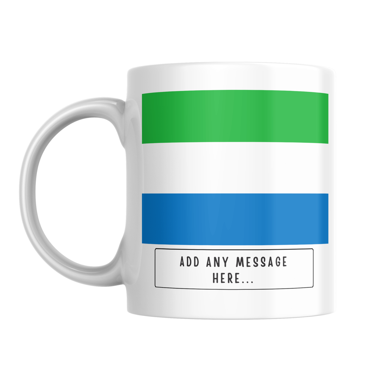 Personalised Sierra Leone flag mug – front view