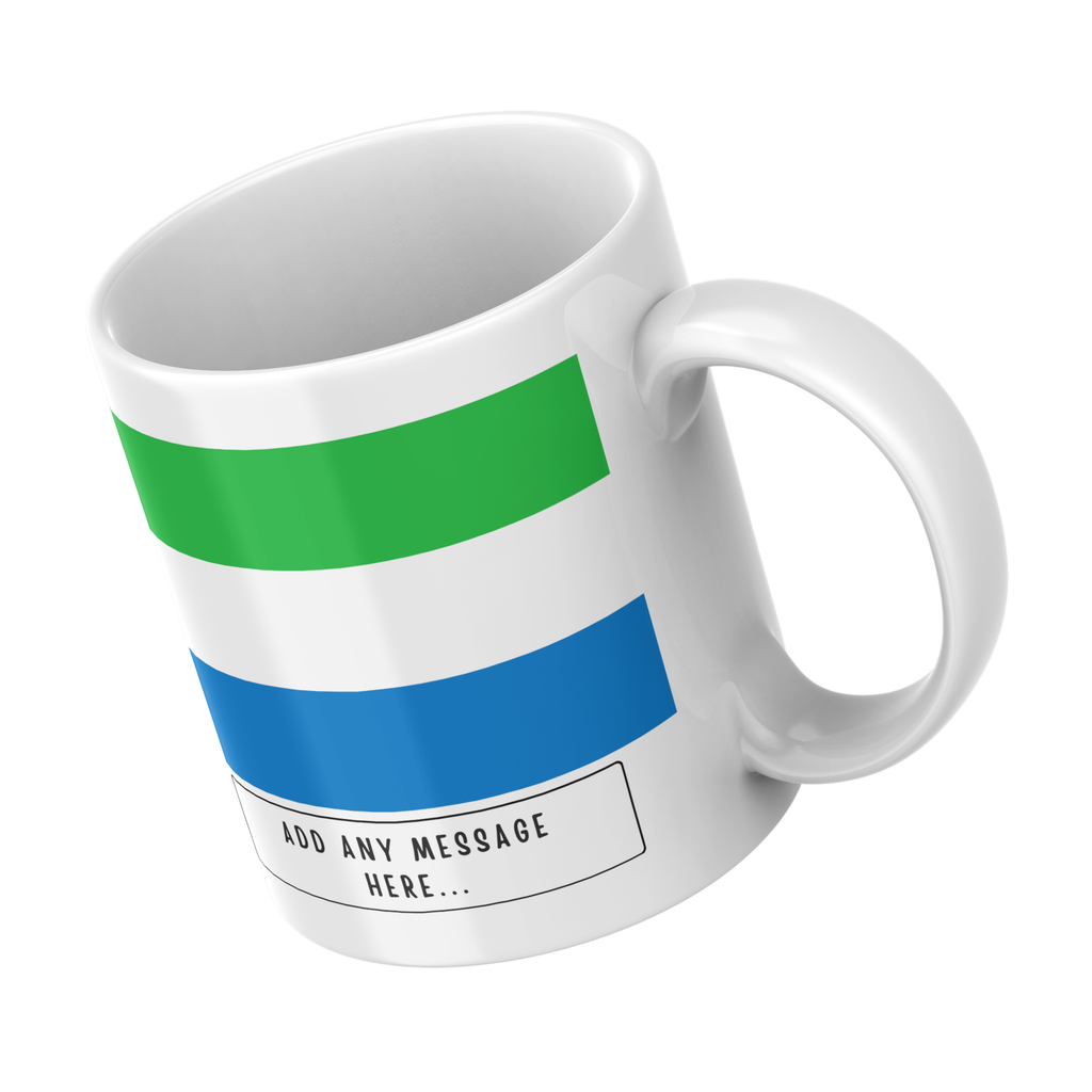 Personalised Sierra Leone flag mug – angled view