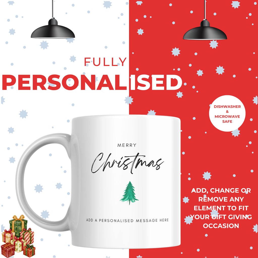 Simple Script and Tree Christmas Mug – personalisation information