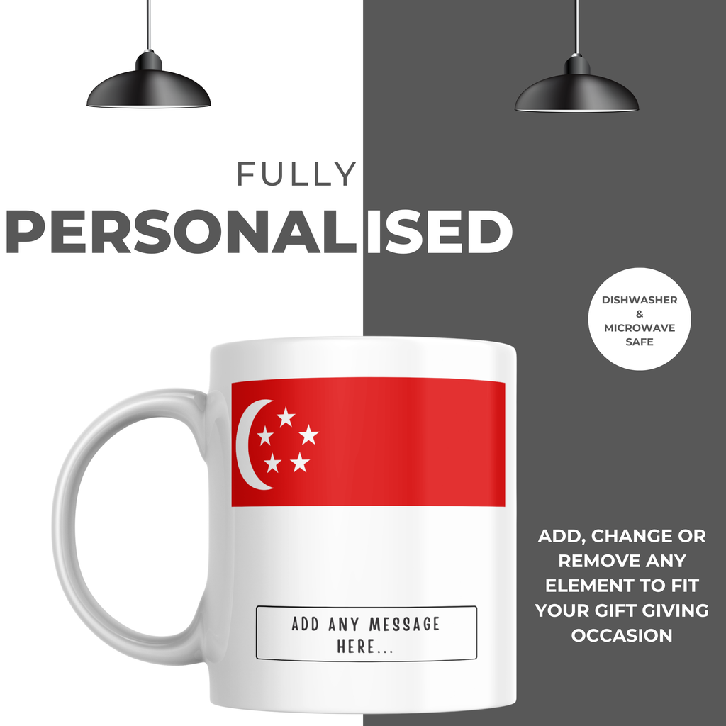 Personalised Singapore flag mug – personalisation and care information