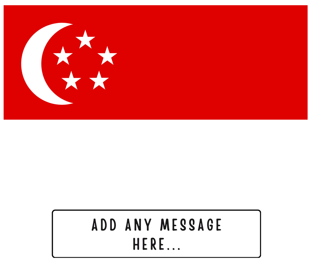 Personalised Singapore flag mug – flat source artwork with space for a personalised message