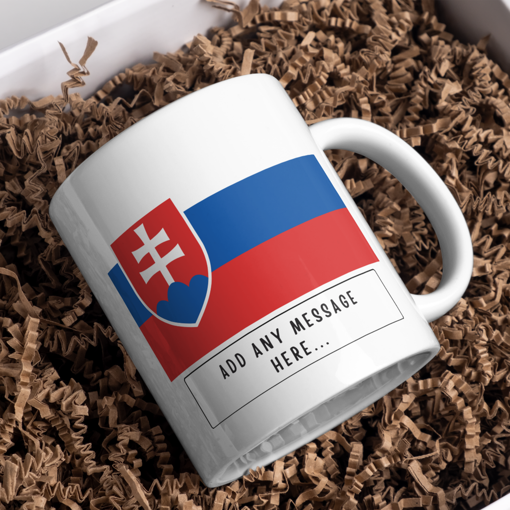 Personalised Slovakia flag mug – gift presentation on paper packing