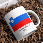 Personalised Slovenia flag mug – gift presentation on paper packing