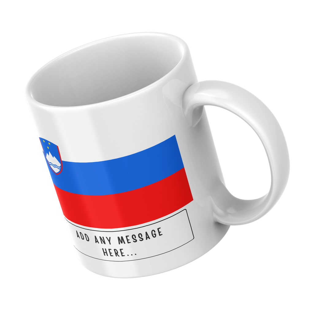 Personalised Slovenia flag mug – angled view